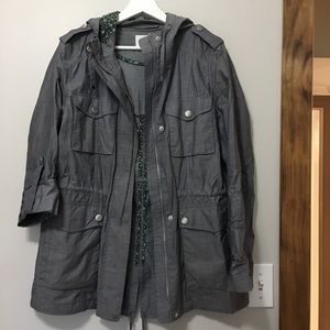 Light Weight Utility Jacket with Floral Trim